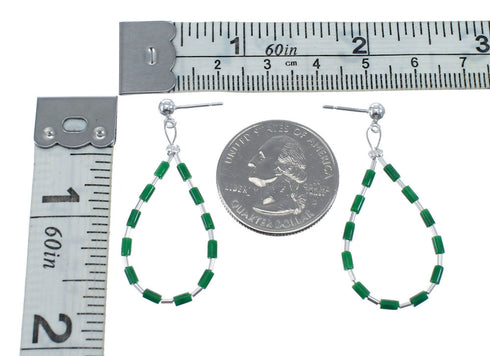 Man Made Malachite Liquid Sterling Silver Post Dangle Earrings JX126766